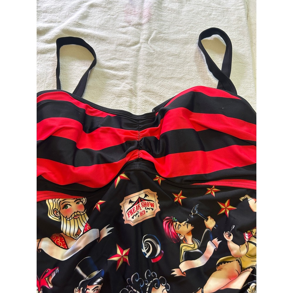 Hot Chocolate Design Freak Ahow Swimsuit One Piece Red Black Circus 2XL NEW